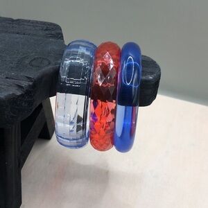 Retro semi sheer bangle bracelets bundle 3, stackable, layering, acrylic.